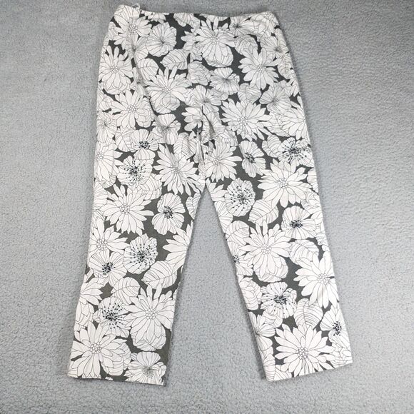 Gap Pants Womens Size 14 Black White Floral Pattern Stretch Pants - Picture 4 of 7